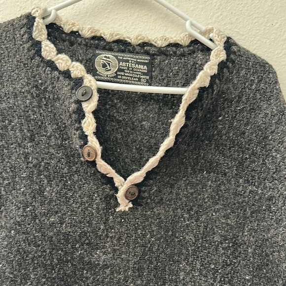 Handknit wool sweater grey - Picture 4 of 5